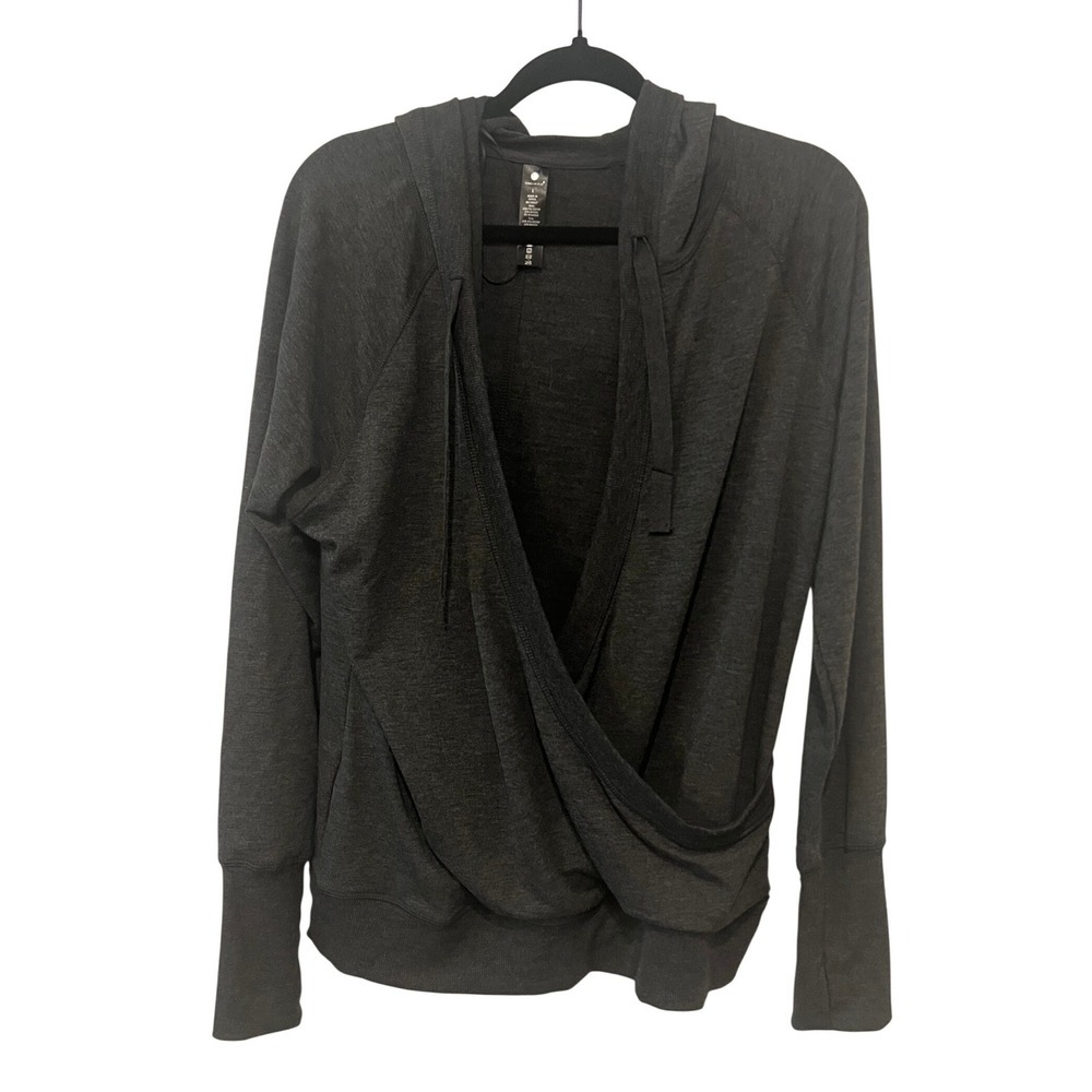 Yogalicious Womens Charcoal Gray Hooded Pullover Sweatshirt Size L (1064)